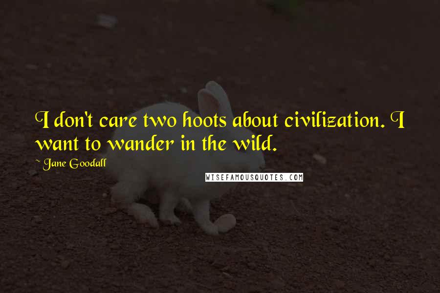 Jane Goodall Quotes: I don't care two hoots about civilization. I want to wander in the wild.