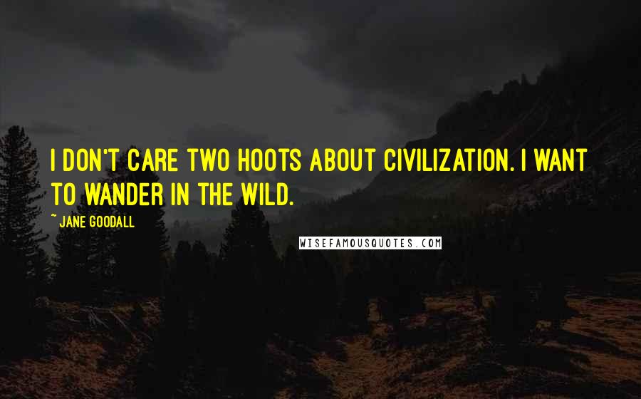 Jane Goodall Quotes: I don't care two hoots about civilization. I want to wander in the wild.