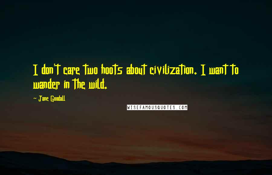 Jane Goodall Quotes: I don't care two hoots about civilization. I want to wander in the wild.