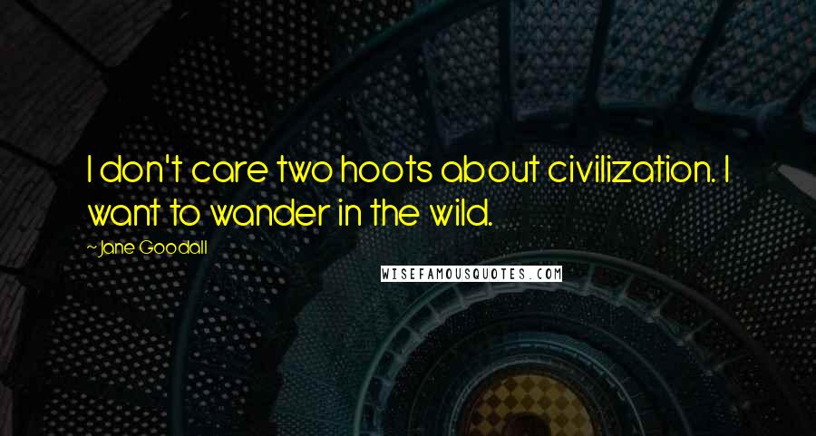 Jane Goodall Quotes: I don't care two hoots about civilization. I want to wander in the wild.