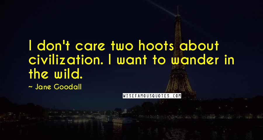 Jane Goodall Quotes: I don't care two hoots about civilization. I want to wander in the wild.