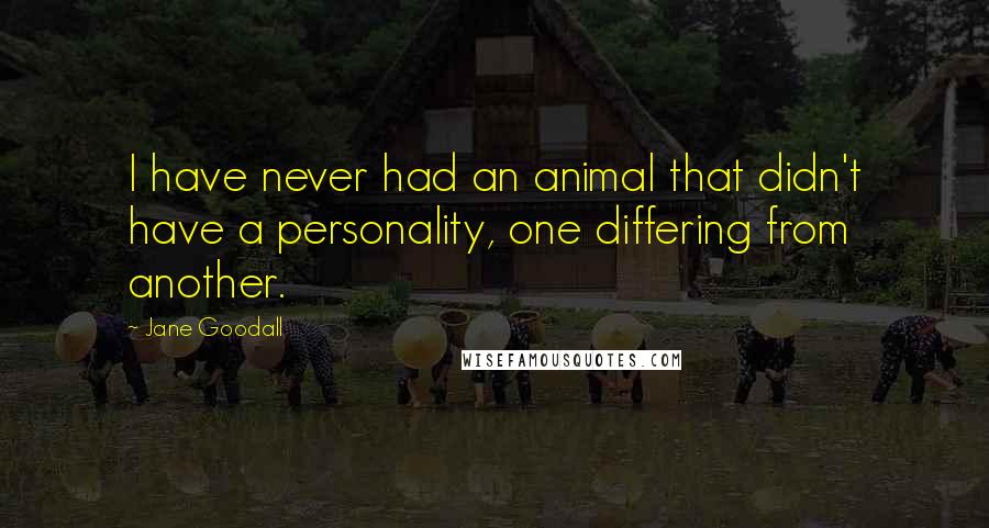 Jane Goodall Quotes: I have never had an animal that didn't have a personality, one differing from another.