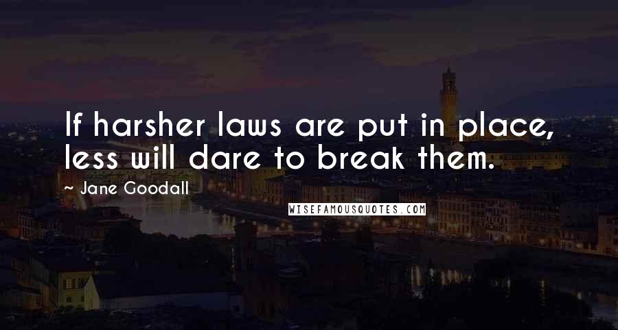 Jane Goodall Quotes: If harsher laws are put in place, less will dare to break them.