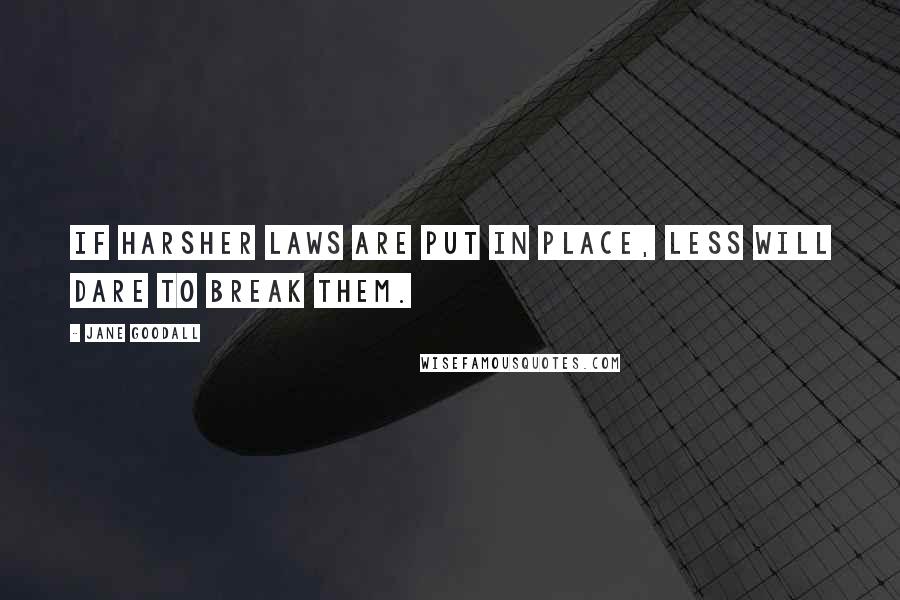 Jane Goodall Quotes: If harsher laws are put in place, less will dare to break them.