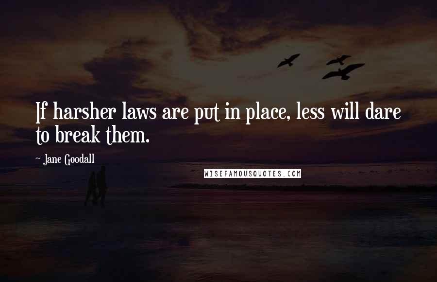 Jane Goodall Quotes: If harsher laws are put in place, less will dare to break them.
