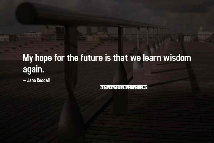 Jane Goodall Quotes: My hope for the future is that we learn wisdom again.