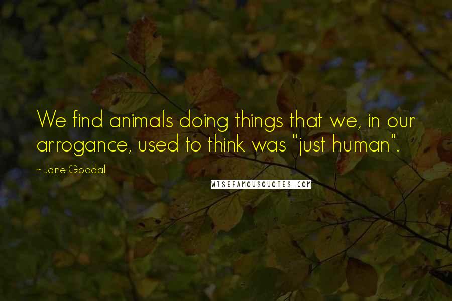 Jane Goodall Quotes: We find animals doing things that we, in our arrogance, used to think was "just human".