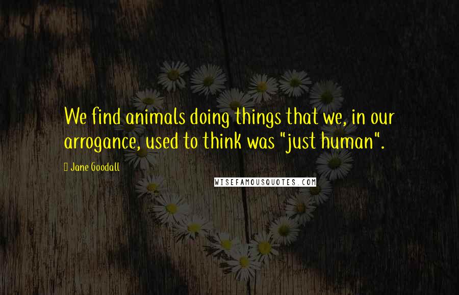 Jane Goodall Quotes: We find animals doing things that we, in our arrogance, used to think was "just human".