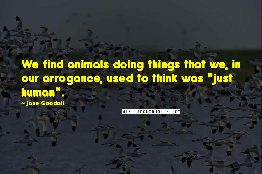 Jane Goodall Quotes: We find animals doing things that we, in our arrogance, used to think was "just human".