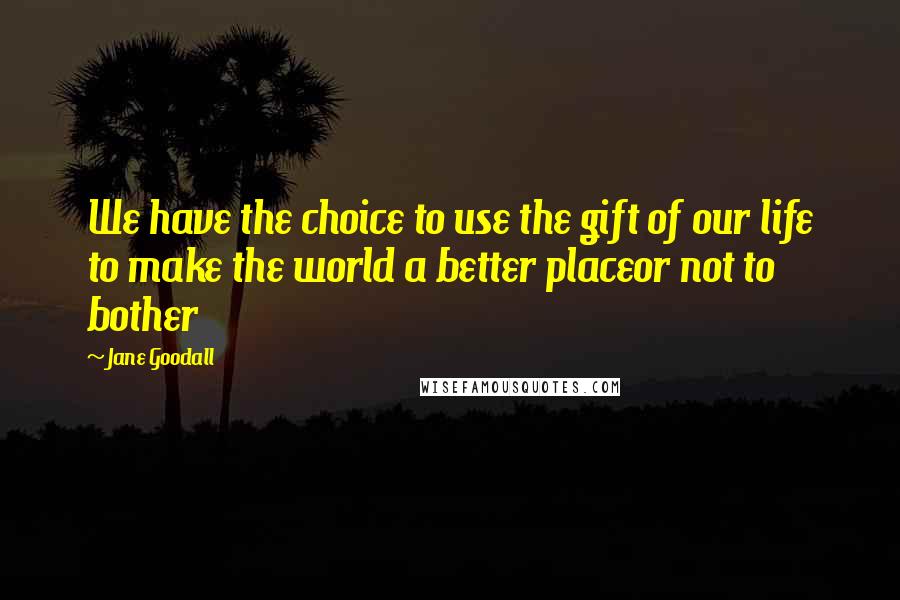 Jane Goodall Quotes: We have the choice to use the gift of our life to make the world a better placeor not to bother