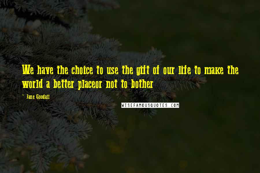 Jane Goodall Quotes: We have the choice to use the gift of our life to make the world a better placeor not to bother