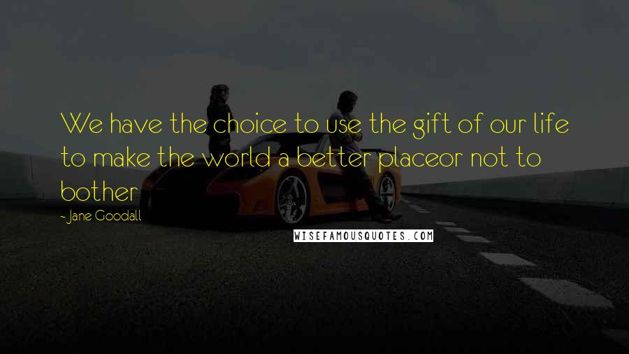 Jane Goodall Quotes: We have the choice to use the gift of our life to make the world a better placeor not to bother