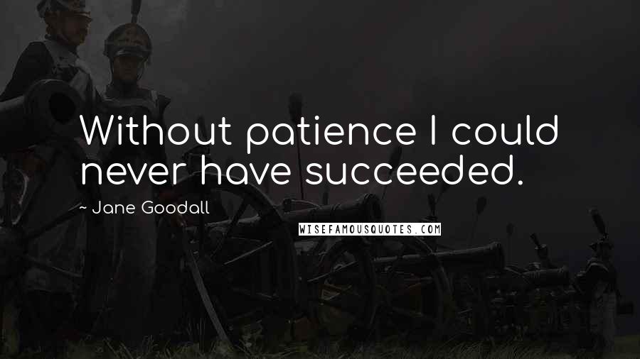 Jane Goodall Quotes: Without patience I could never have succeeded.