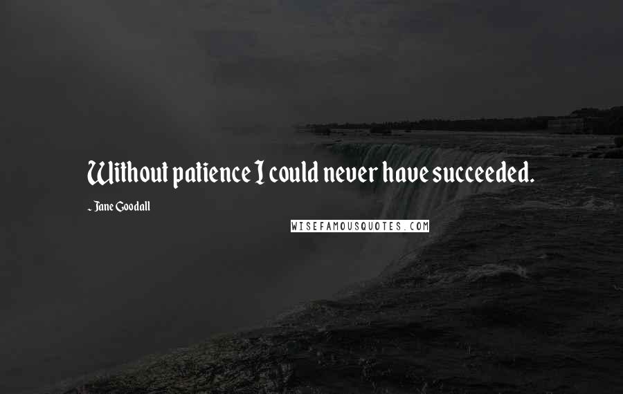 Jane Goodall Quotes: Without patience I could never have succeeded.