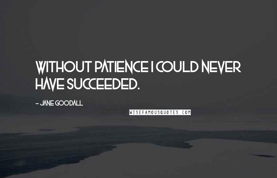 Jane Goodall Quotes: Without patience I could never have succeeded.