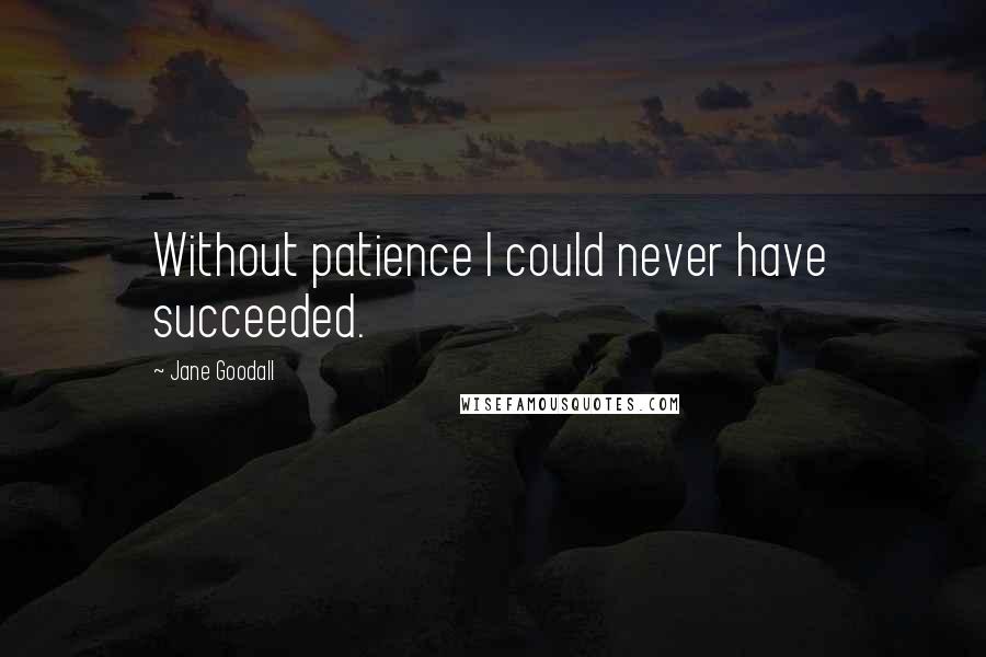 Jane Goodall Quotes: Without patience I could never have succeeded.