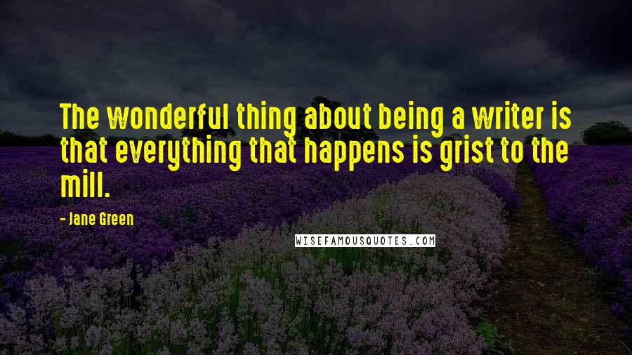 Jane Green Quotes: The wonderful thing about being a writer is that everything that happens is grist to the mill.