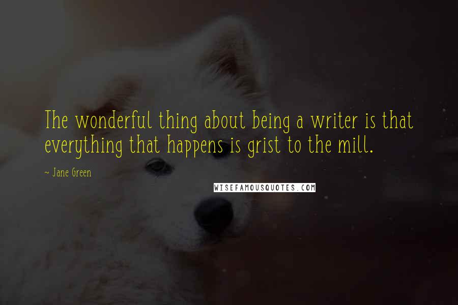 Jane Green Quotes: The wonderful thing about being a writer is that everything that happens is grist to the mill.