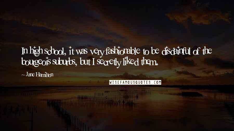 Jane Hamilton Quotes: In high school, it was very fashionable to be disdainful of the bourgeois suburbs, but I secretly liked them.
