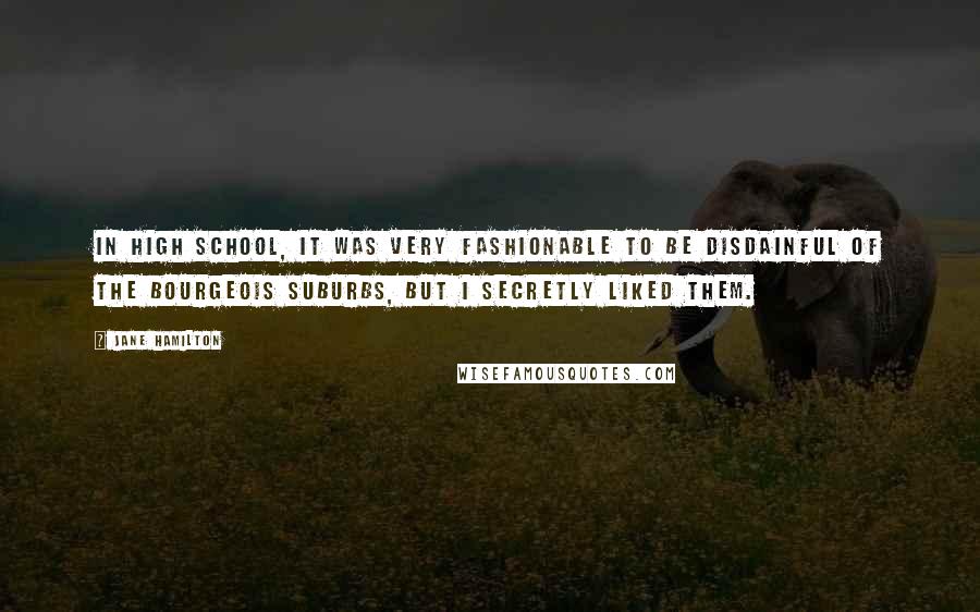 Jane Hamilton Quotes: In high school, it was very fashionable to be disdainful of the bourgeois suburbs, but I secretly liked them.