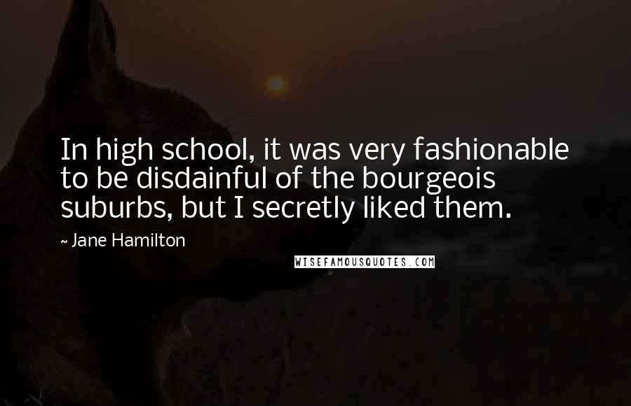 Jane Hamilton Quotes: In high school, it was very fashionable to be disdainful of the bourgeois suburbs, but I secretly liked them.