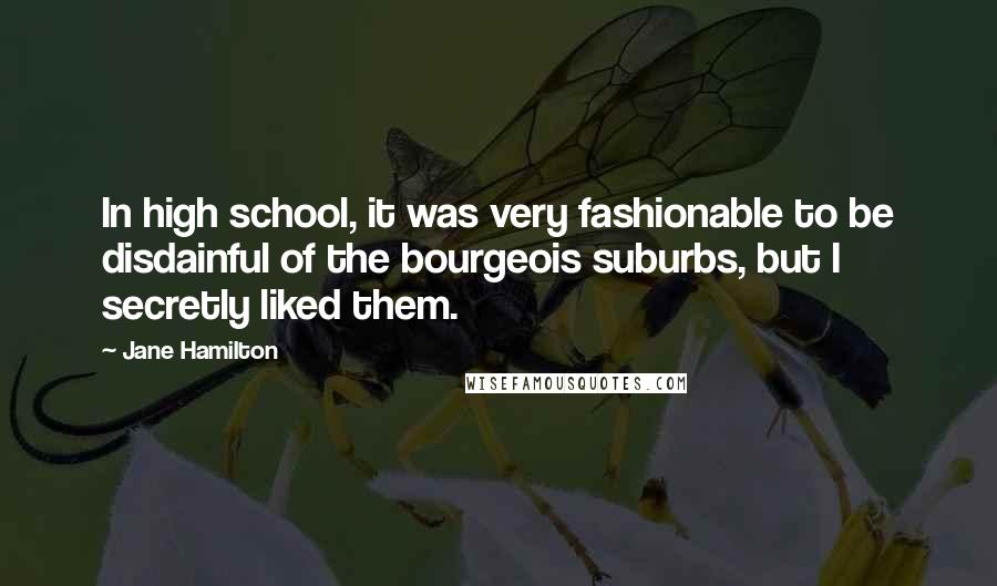 Jane Hamilton Quotes: In high school, it was very fashionable to be disdainful of the bourgeois suburbs, but I secretly liked them.