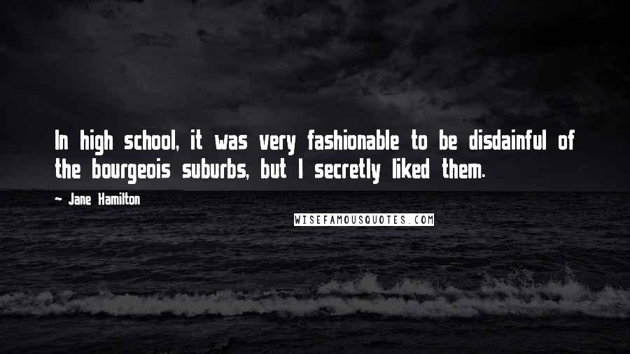 Jane Hamilton Quotes: In high school, it was very fashionable to be disdainful of the bourgeois suburbs, but I secretly liked them.