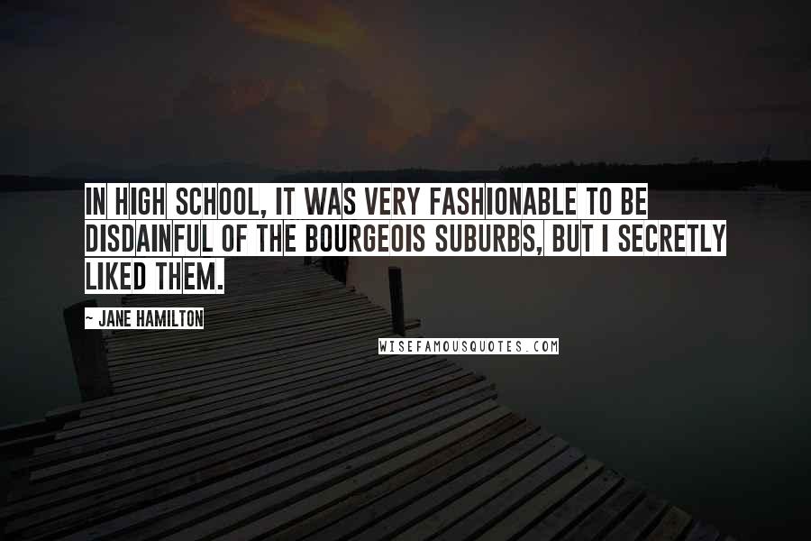 Jane Hamilton Quotes: In high school, it was very fashionable to be disdainful of the bourgeois suburbs, but I secretly liked them.