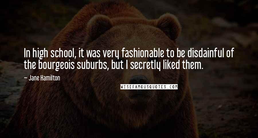 Jane Hamilton Quotes: In high school, it was very fashionable to be disdainful of the bourgeois suburbs, but I secretly liked them.