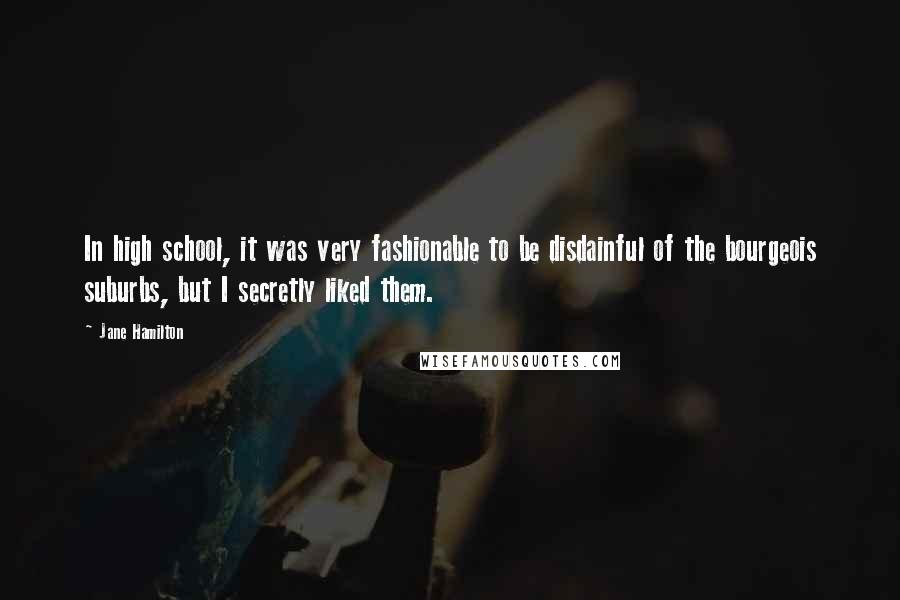 Jane Hamilton Quotes: In high school, it was very fashionable to be disdainful of the bourgeois suburbs, but I secretly liked them.