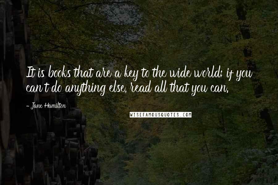 Jane Hamilton Quotes: It is books that are a key to the wide world; if you can't do anything else, read all that you can.