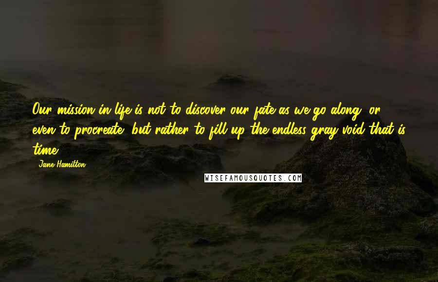 Jane Hamilton Quotes: Our mission in life is not to discover our fate as we go along, or even to procreate, but rather to fill up the endless gray void that is time.