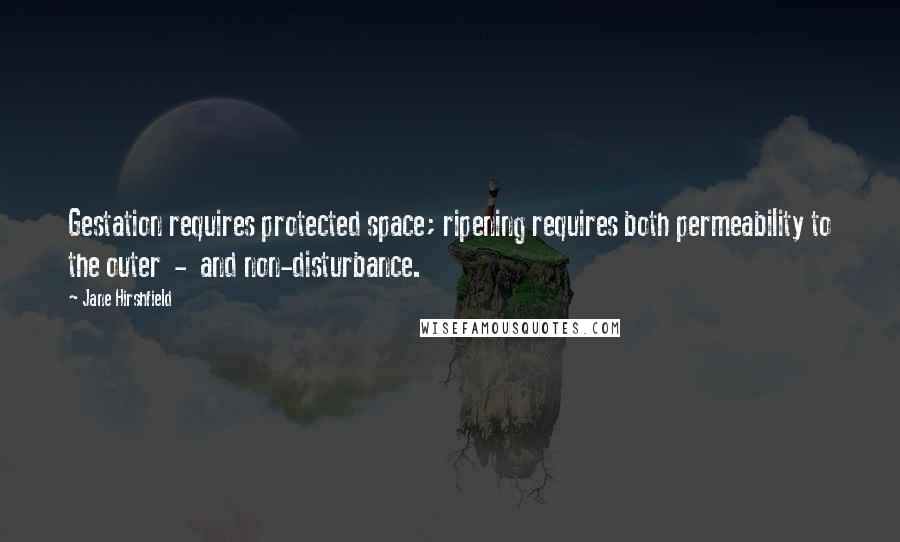 Jane Hirshfield Quotes: Gestation requires protected space; ripening requires both permeability to the outer  -  and non-disturbance.