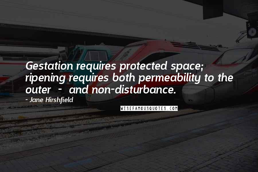 Jane Hirshfield Quotes: Gestation requires protected space; ripening requires both permeability to the outer  -  and non-disturbance.