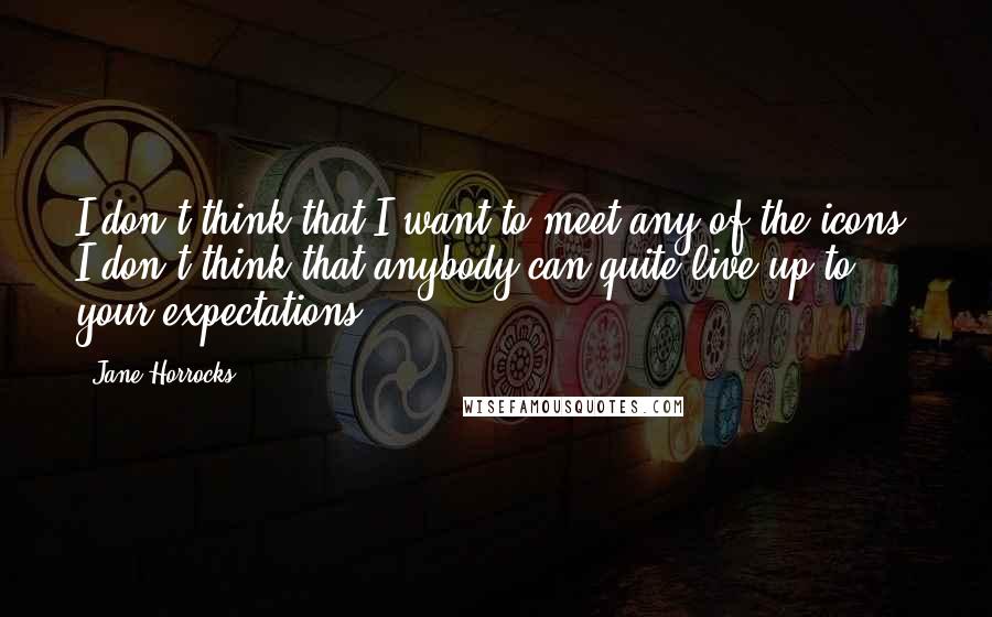 Jane Horrocks Quotes: I don't think that I want to meet any of the icons. I don't think that anybody can quite live up to your expectations.
