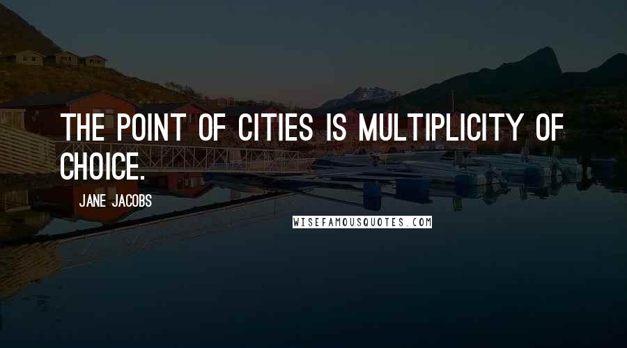 Jane Jacobs Quotes: The point of cities is multiplicity of choice.