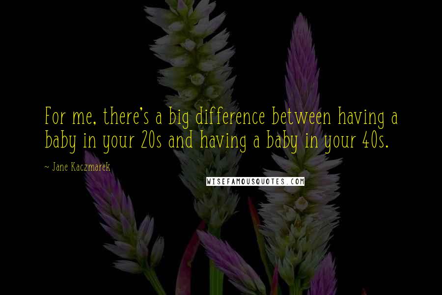 Jane Kaczmarek Quotes: For me, there's a big difference between having a baby in your 20s and having a baby in your 40s.