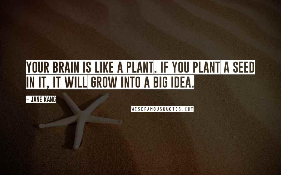 Jane Kang Quotes: Your brain is like a plant. If you plant a seed in it, it will grow into a big idea.