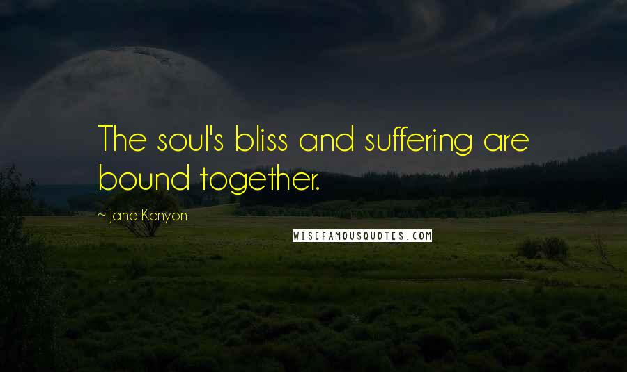 Jane Kenyon Quotes: The soul's bliss and suffering are bound together.