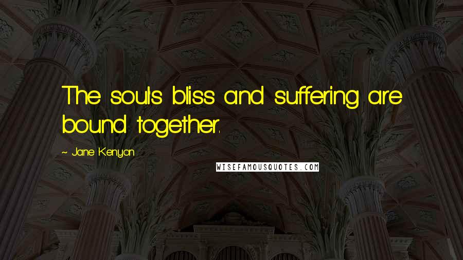 Jane Kenyon Quotes: The soul's bliss and suffering are bound together.