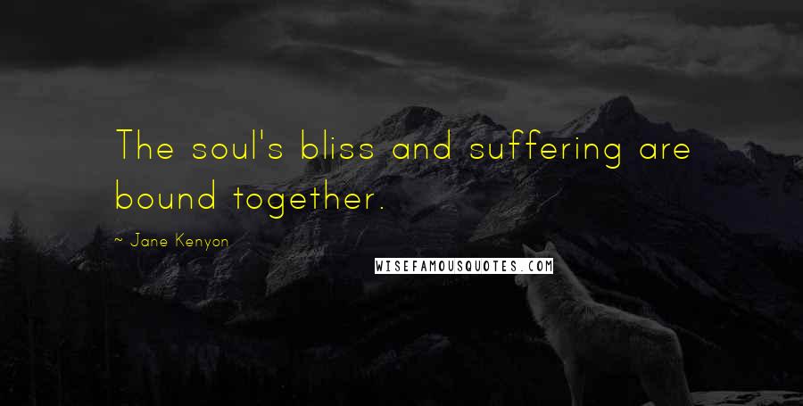 Jane Kenyon Quotes: The soul's bliss and suffering are bound together.