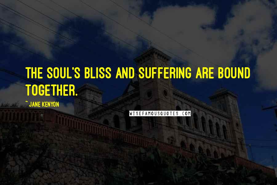 Jane Kenyon Quotes: The soul's bliss and suffering are bound together.