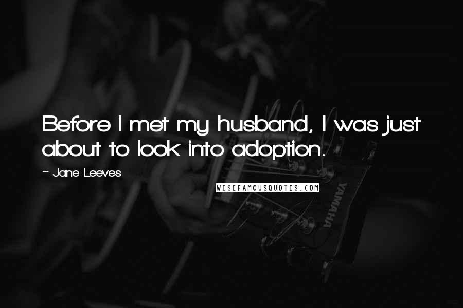 Jane Leeves Quotes: Before I met my husband, I was just about to look into adoption.