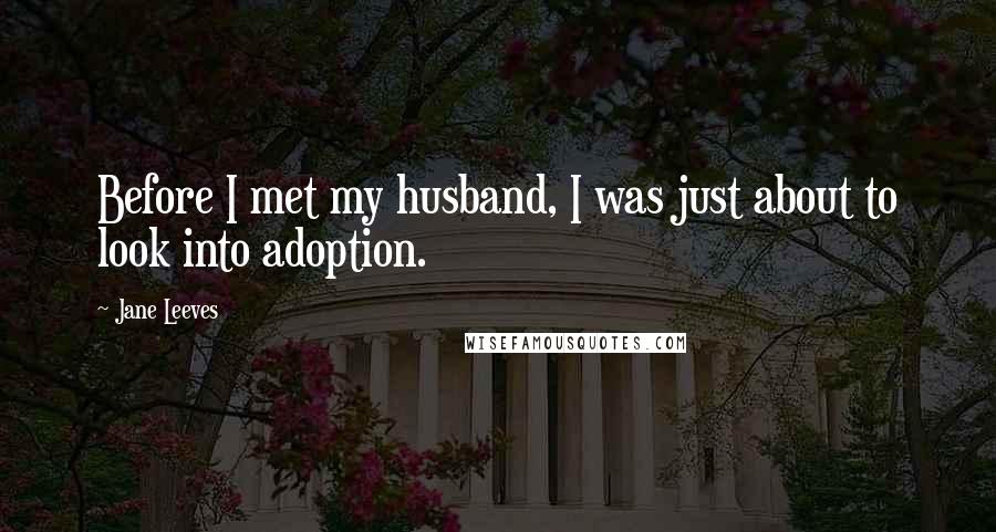 Jane Leeves Quotes: Before I met my husband, I was just about to look into adoption.