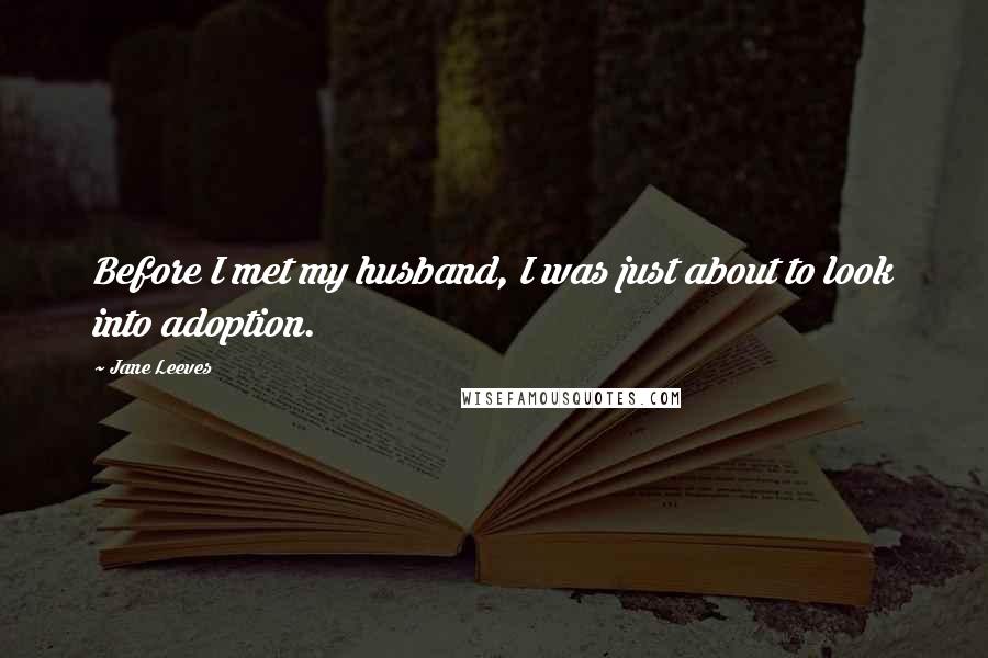 Jane Leeves Quotes: Before I met my husband, I was just about to look into adoption.