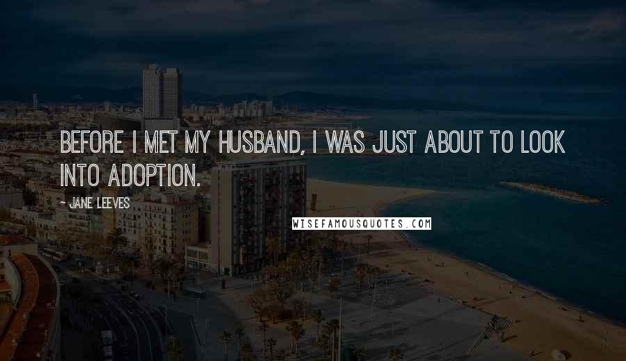 Jane Leeves Quotes: Before I met my husband, I was just about to look into adoption.