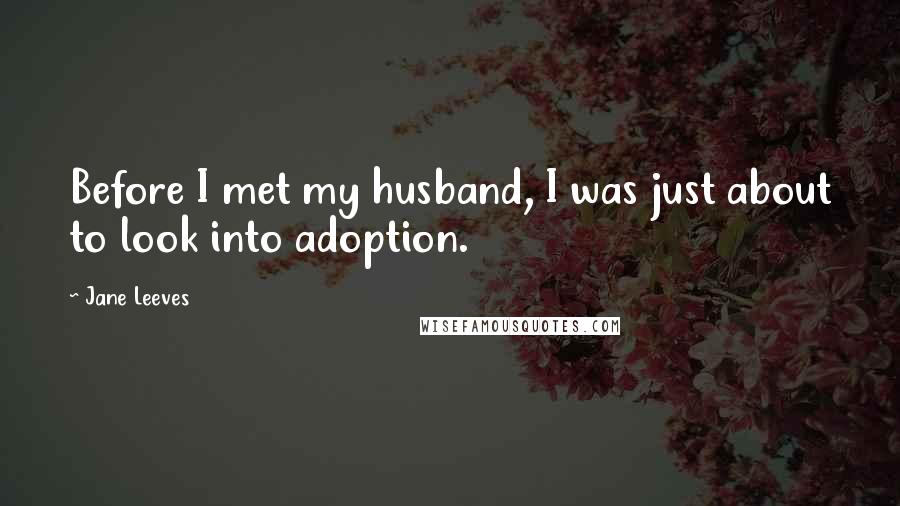 Jane Leeves Quotes: Before I met my husband, I was just about to look into adoption.