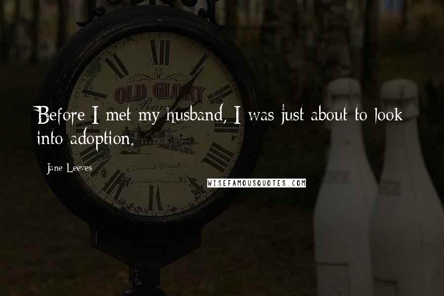 Jane Leeves Quotes: Before I met my husband, I was just about to look into adoption.