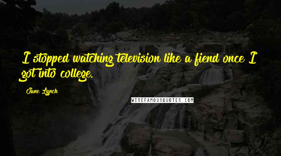 Jane Lynch Quotes: I stopped watching television like a fiend once I got into college.