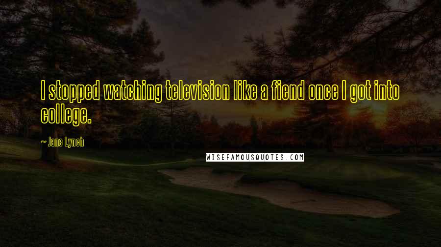 Jane Lynch Quotes: I stopped watching television like a fiend once I got into college.